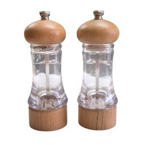 Wooden & Clear Acrylic Salt & Pepper Grinders Adjustable Mill Shakers